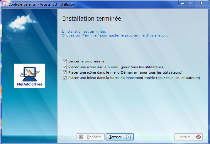 NetAddictSoft Parental Control - Installation